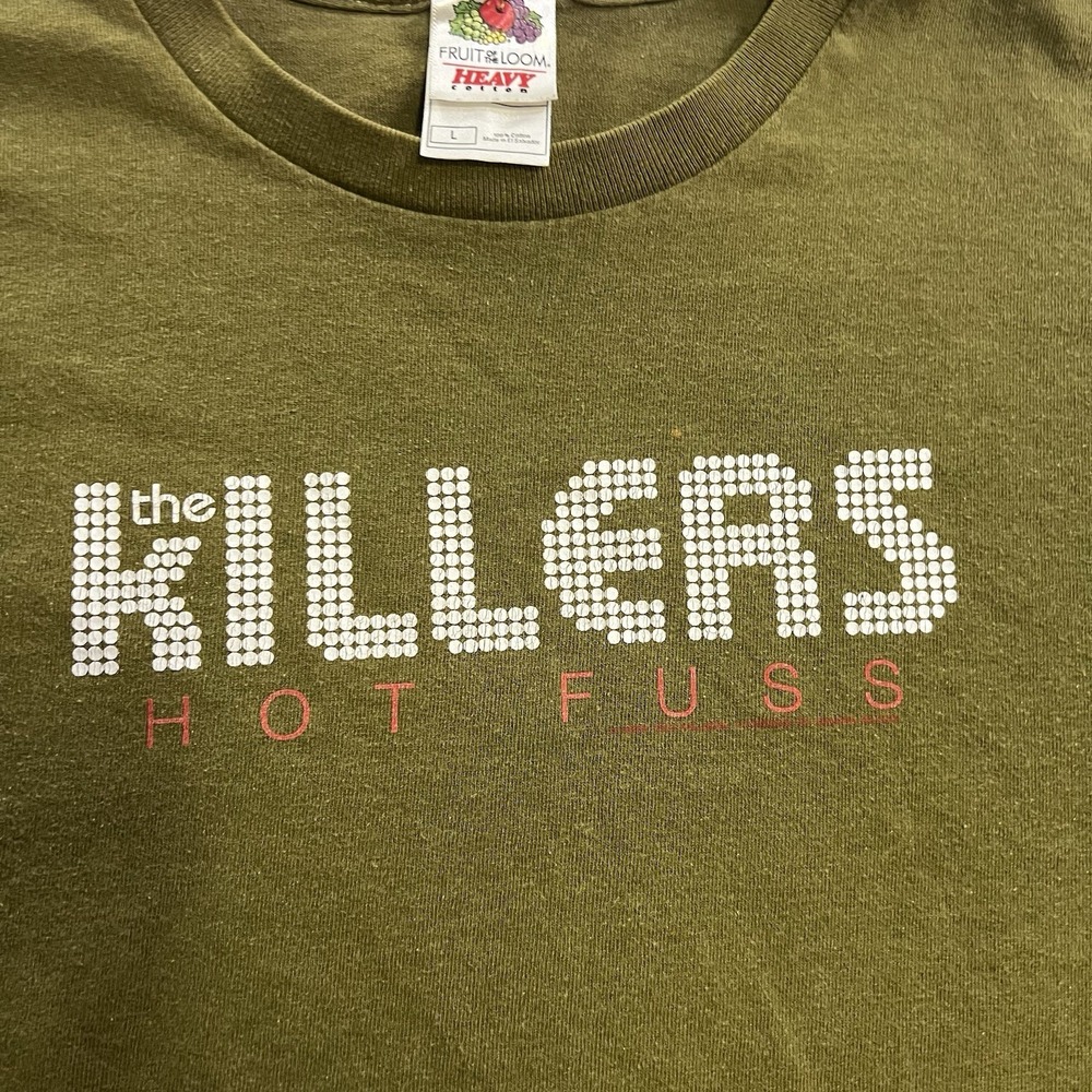 Vintage Y2K The Killers Hot Fuss 2004 Dots T-Shirt Adult Size Large Green - Picture 6 of 8